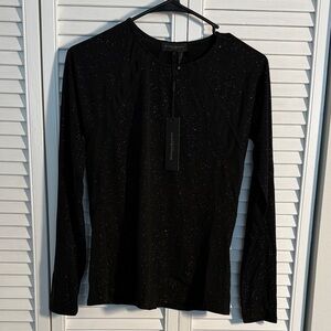 Donna Karan Black Sparkle Long Sleeve Top